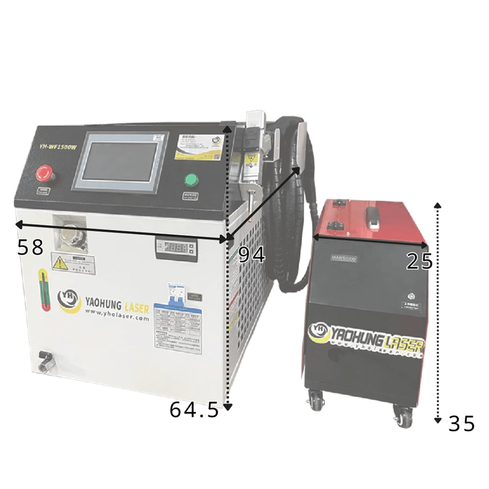 handheld fibre pptic continuous laser welder size