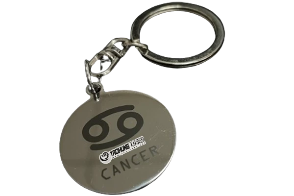 black laser marking on stainless steel keychain