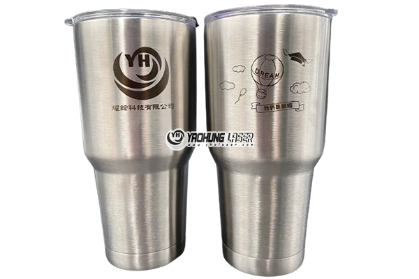 black laser marking on stainless steel cup